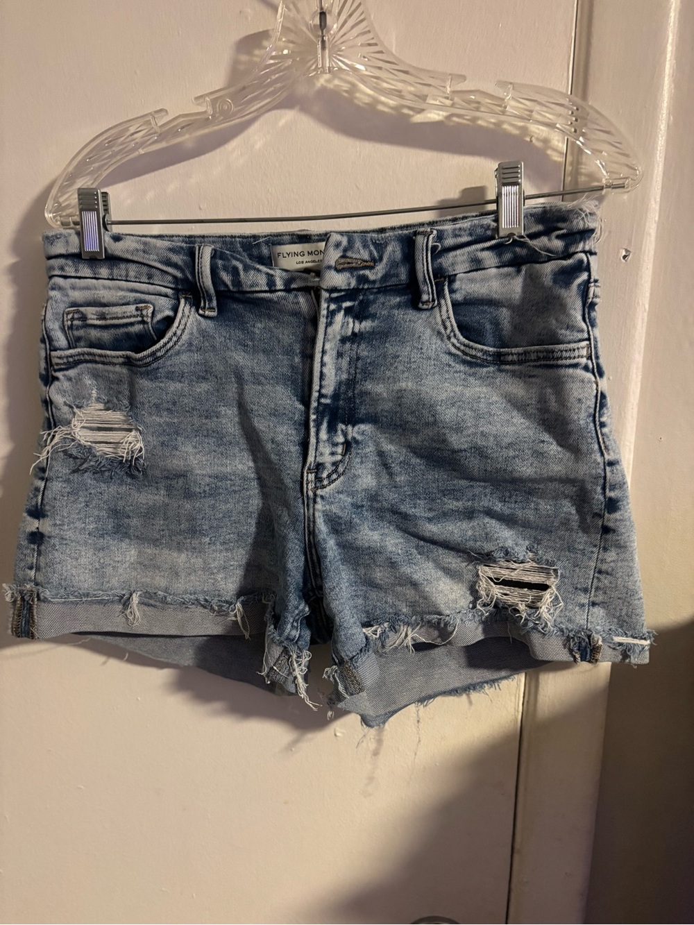 Flying Monkey Distressed Denim Shorts Size 31 Light Wash Frayed Hem
(1038)